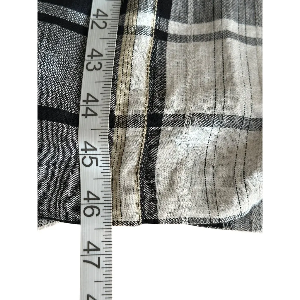 Vintage Black & White Plaid Dress Short Sleeve Midi Cotton Blend Back Tie Sz 14 - Image 8