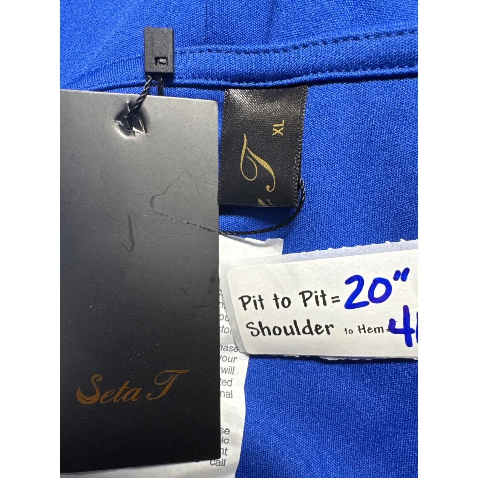 Seta T Fit & Flare Dress Square‎ Neck Long Sleeve Party Cocktail XL Blue - Image 4