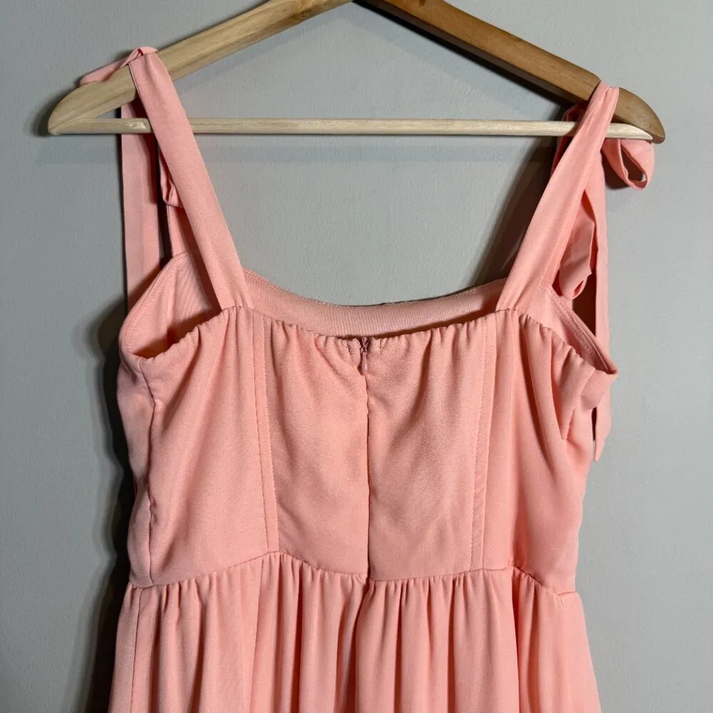 Lucy in the Sky Netty Corset Ruffle Mini Dress Womens Small Pink Bows Girly Chic - Image 11