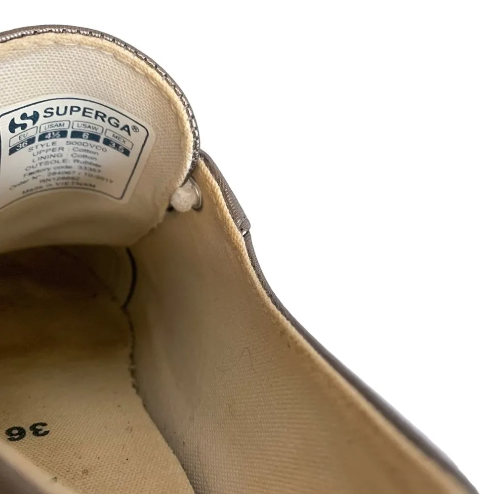 Superga 2790 Platform Lace Up Sneakers Camo Chrome Print Dark Silver Metallic 36 - Image 13