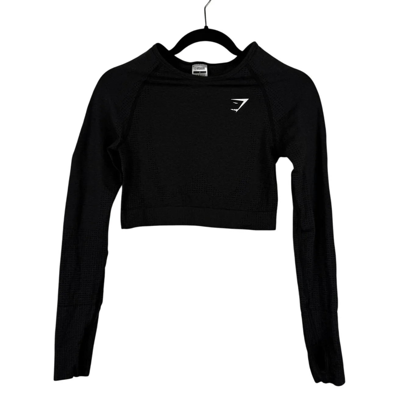 Gymshark Gray Vital Seamless Cropped Workout Long Sleeve Tee - Medium - Image 3