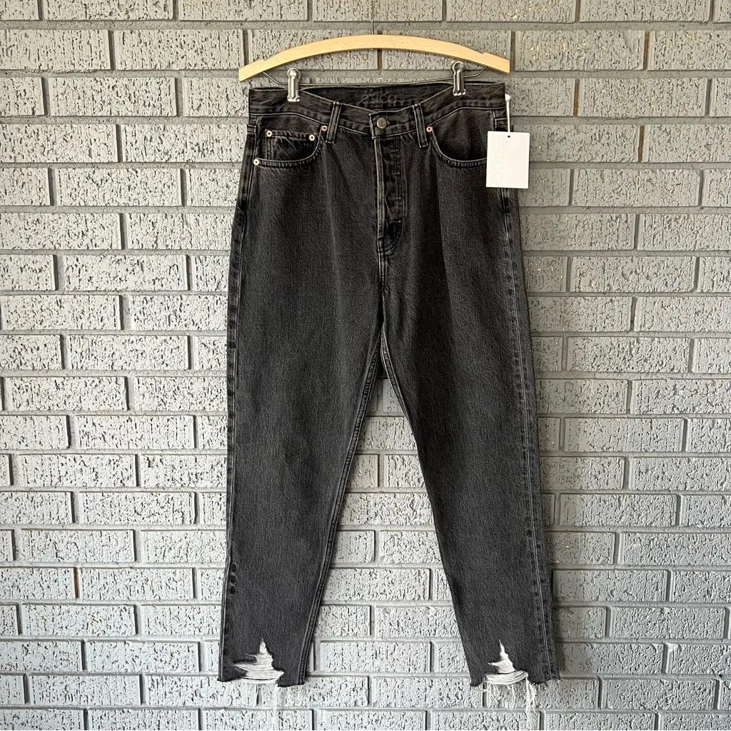 NWT Etica Alex Ripped Ankle Skinny Jeans Smokey Mountain 28 High Rise Button Fly Black - Image 5