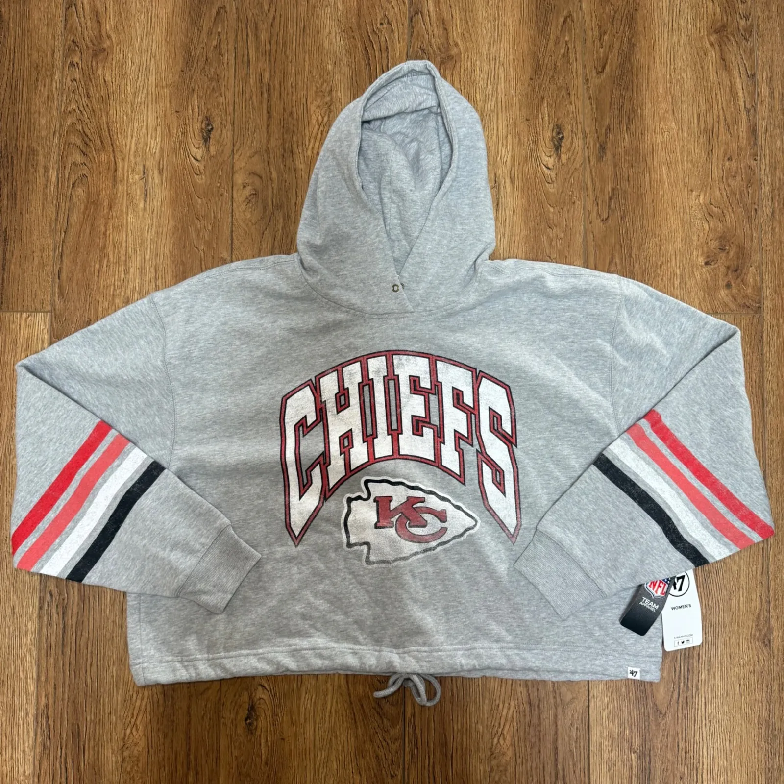 NWT Kansas City Chiefs '47 Heather Gray Pullover Hoodie Womens XL NFL Sporty NEW - Image 2