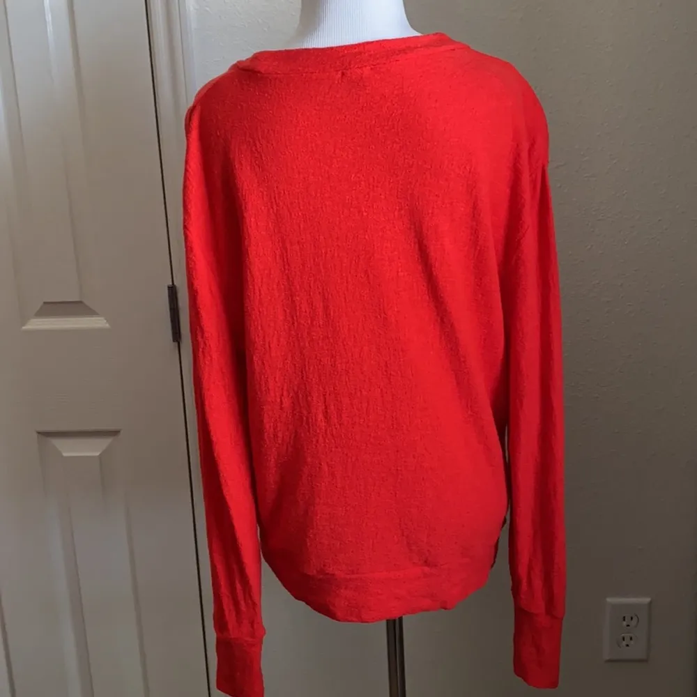 J. Crew Faux Wrap Surplice Textured Crepe Cotton Gauze Top | Red - Image 3