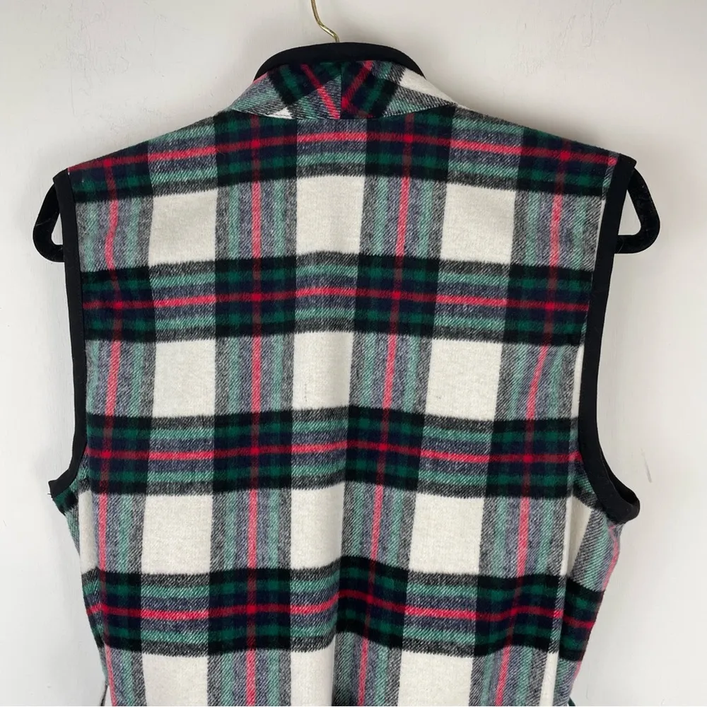 Christopher & Banks Sz XL Petite Tartan Plaid Sherpa Wrap Tie Vest - Image 9