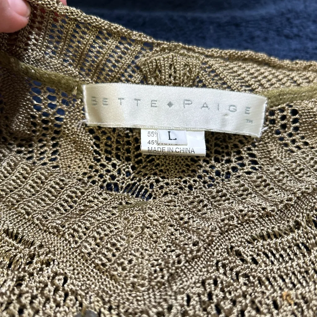 Bettie Page Nutmeg Knit Tank Top Green Size L - Image 7