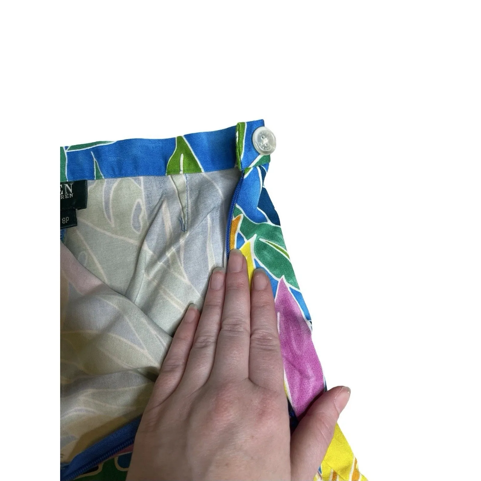 Lauren Ralph Lauren Tropical Print Stretch Resort Wear Capri Pants Size 8 P - Image 11