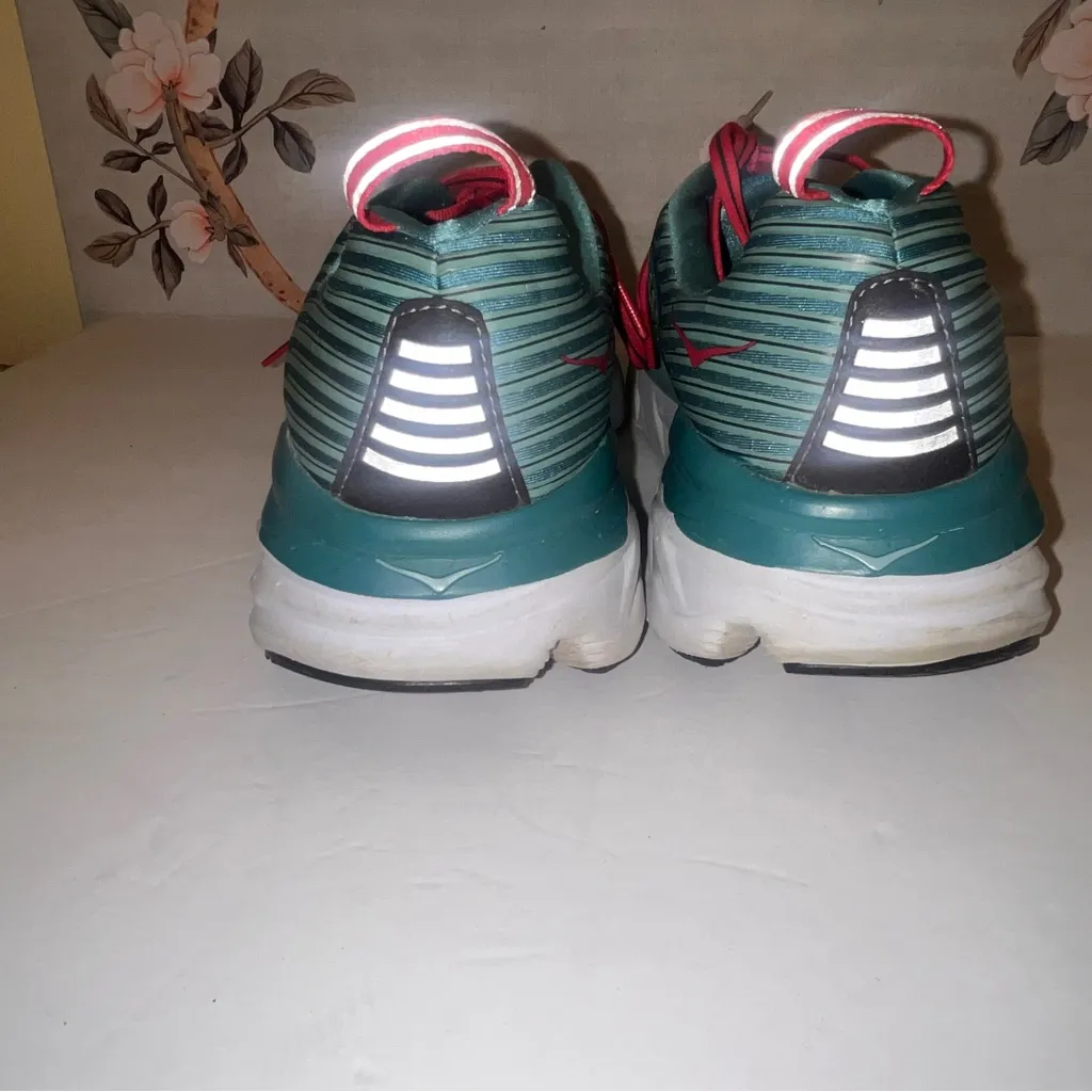 Hoka One One Bondi 10.5 Womens 6 Running Shoes Teal & Pink Model 1019270 Blue - Image 5