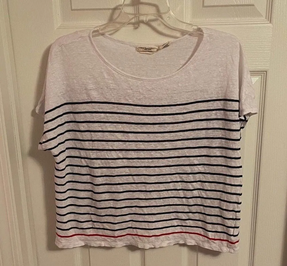 Christian Siriano Linen striped top Size XL - Image 2