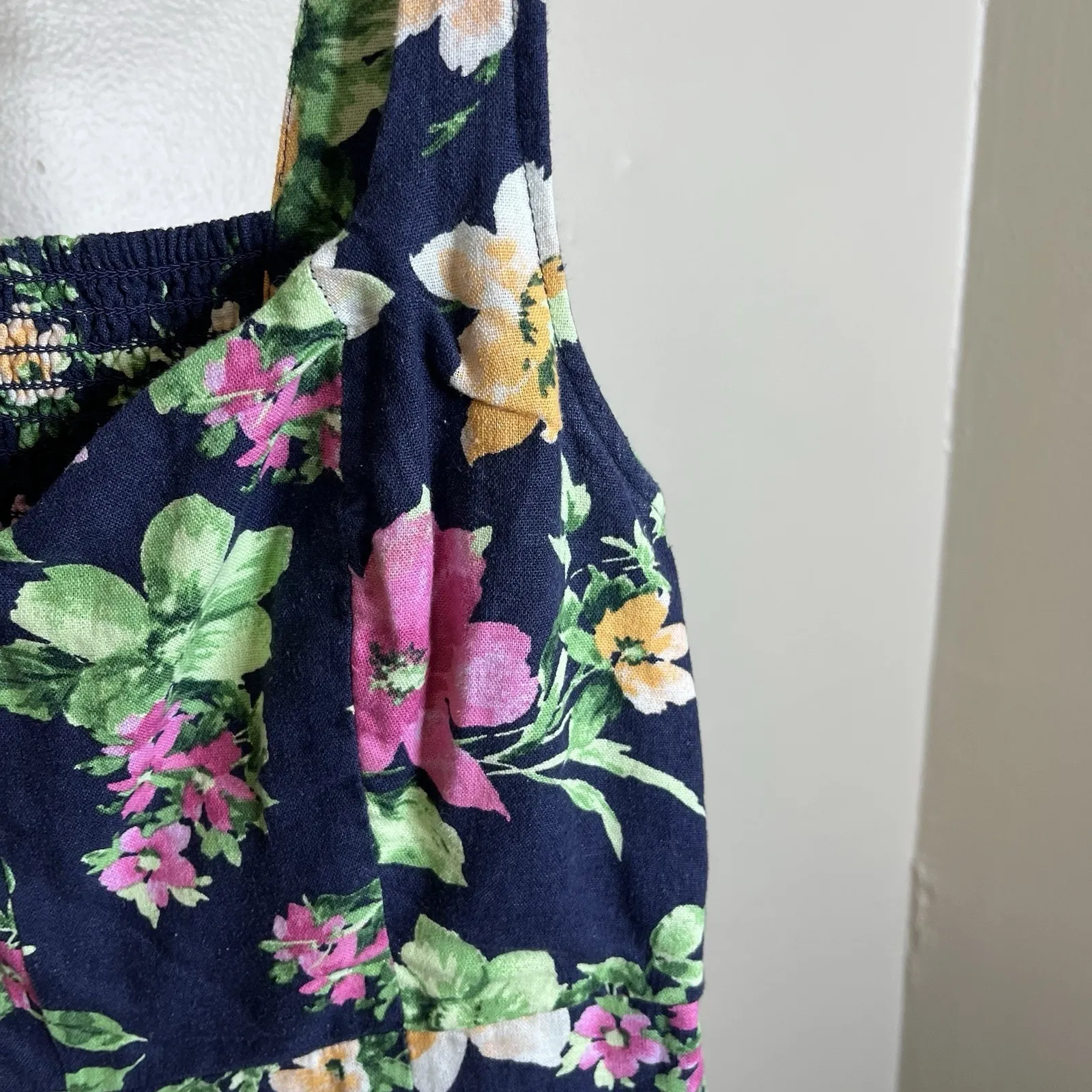 old navy fit and flare dress large Floral Dark Midi Linen Wedding Coquette Girly - Image 8