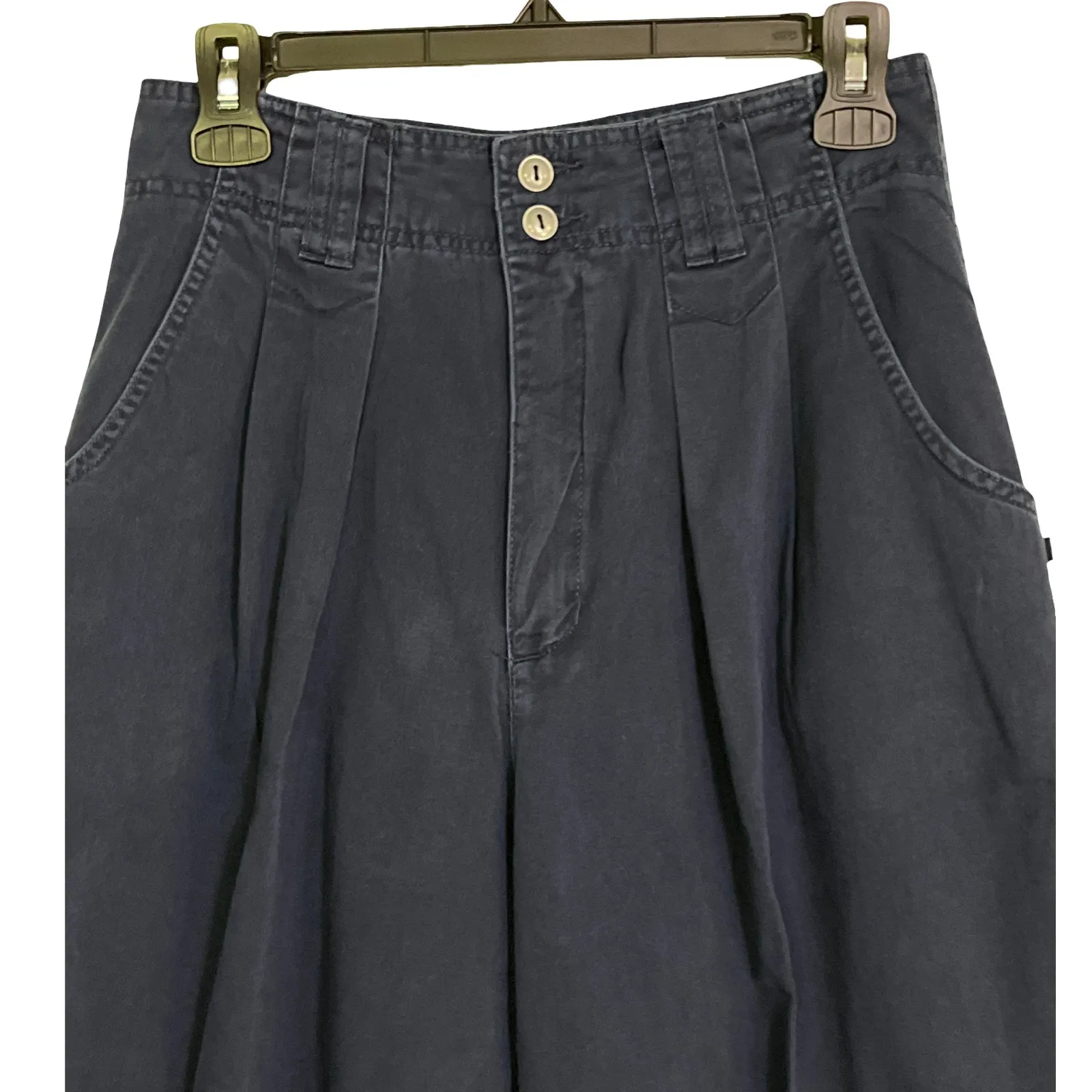 Vintage Esprit Sport Pleated High Waist Cotton Trousers Navy Blue Modern Size S - Image 4