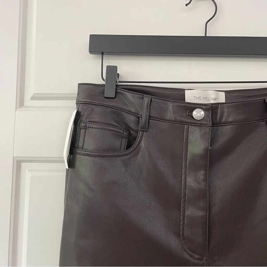 NEW Aritzia Wilfred Melina Vegan Leather Crop Pants Rich Mocha Brown - Image 10