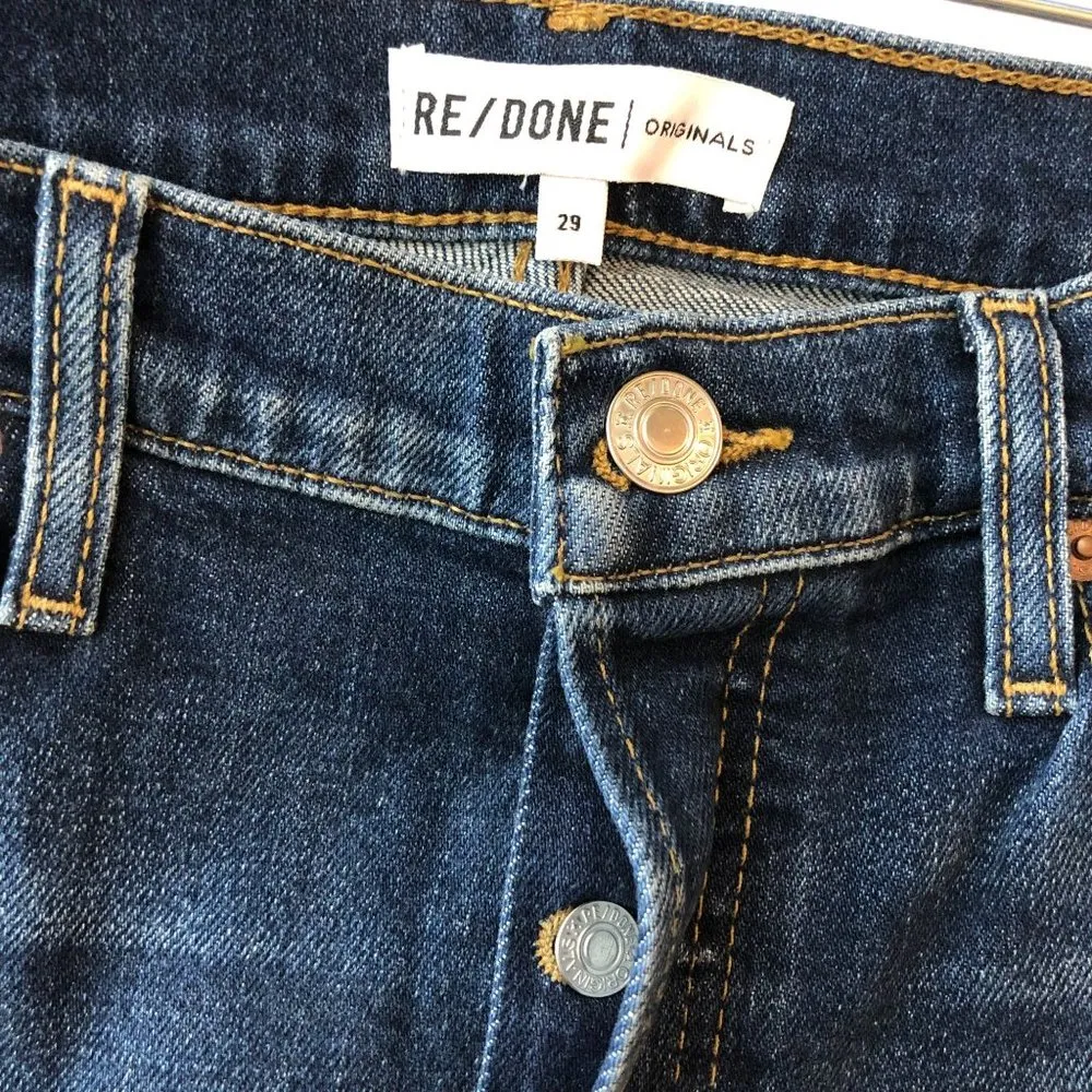 Re/Done Womens Jeans High Rise Ankle Crop Midnight Blue Button Fly 29 - Image 5