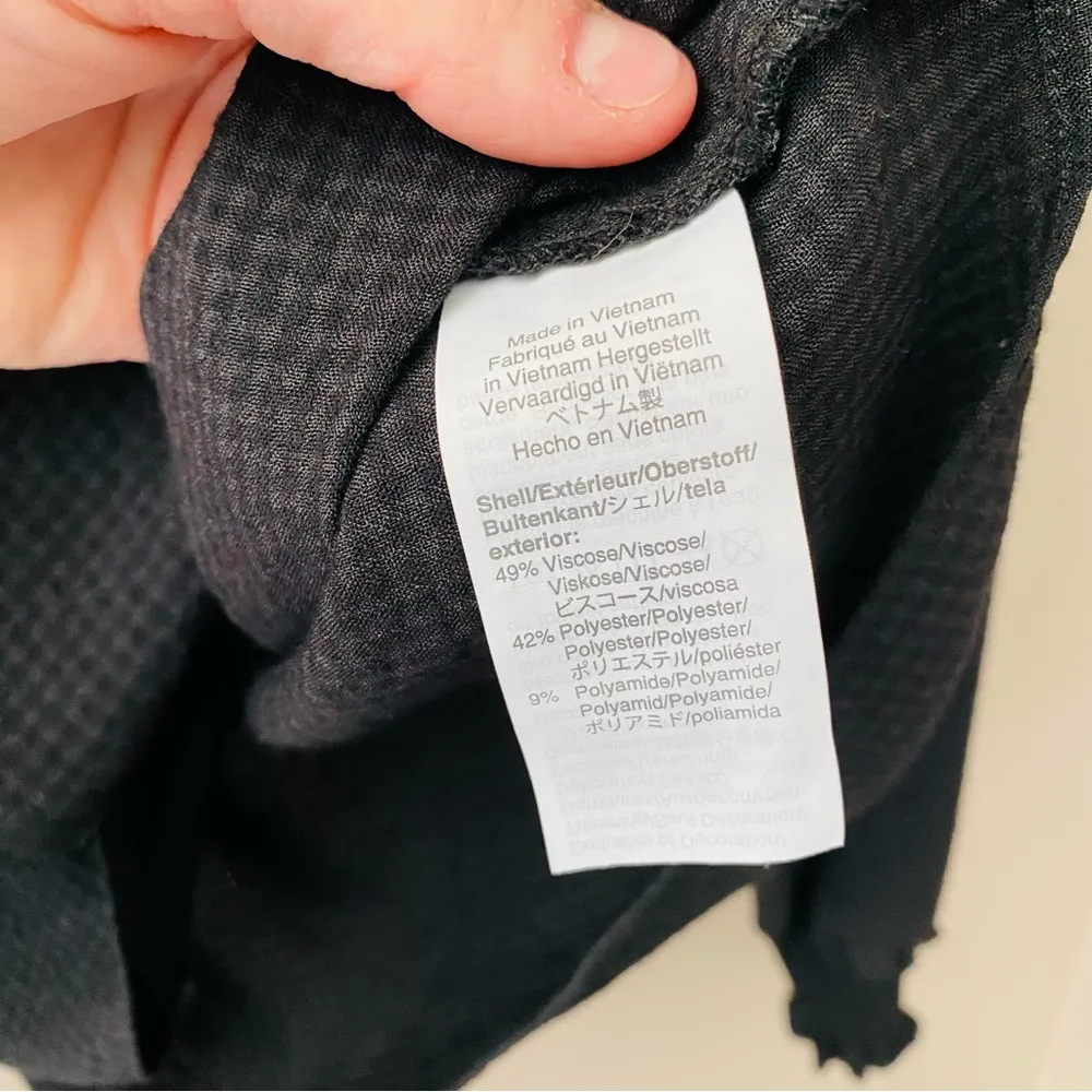 Madewell Checkered Print Wrap Blouse Black Sz Medium - Image 5