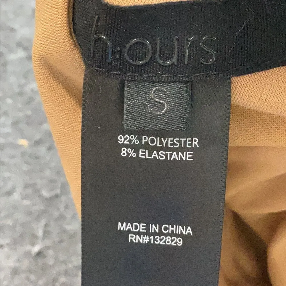 H:ours - women’s Martie Tan Ruched mini Dress short sleeve square neckline S - Image 7