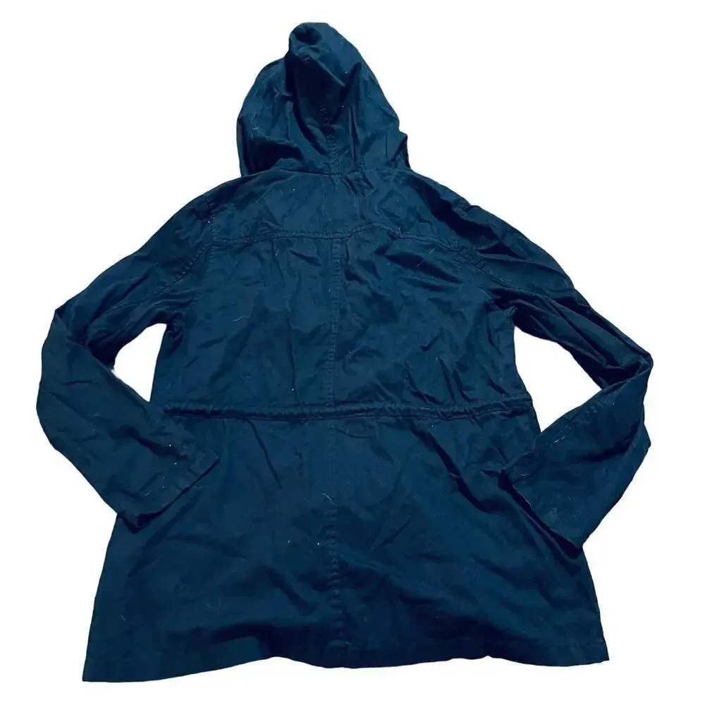 C’ESTTOI Navy Women’s Raincoat Hooded Tie Size Large‎ Pockets Blue - Image 2