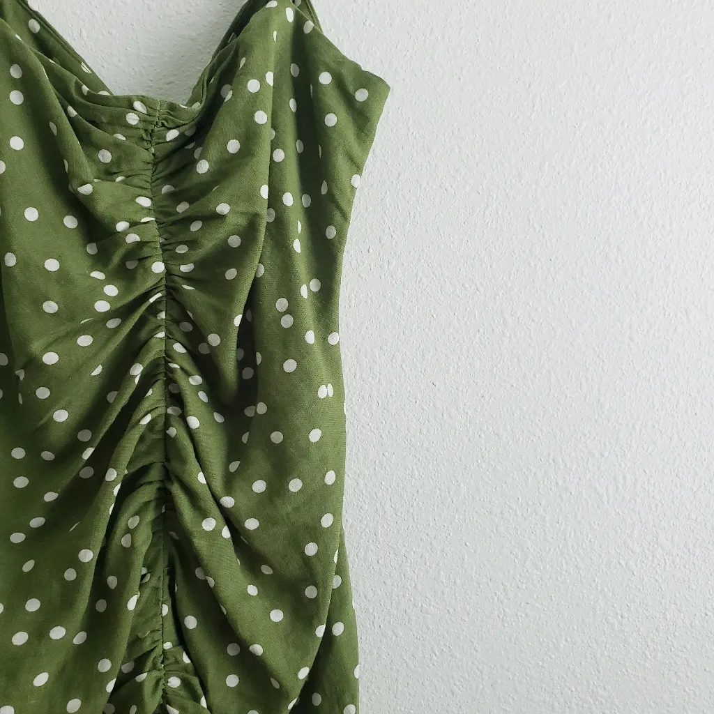 Zara Polka Dot Mini Rushed Ruffle Dress - Image 8