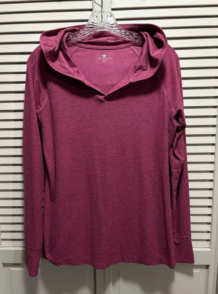 Tuff Athletics Top Pink Hood Long Sleeve Logo Size Medium Activewear - Image 1