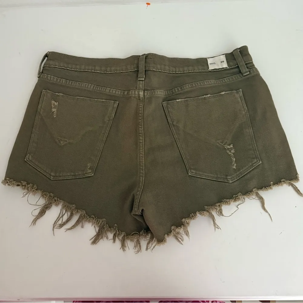 Hudson Denim Kenzie Cut Off Distressed Jean Shorts Olive Army Green size 29 - Image 6