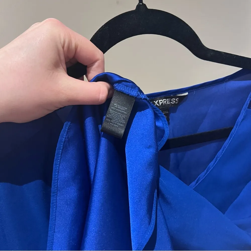 Express Royal Blue Short Sleeve Blouse - Image 5