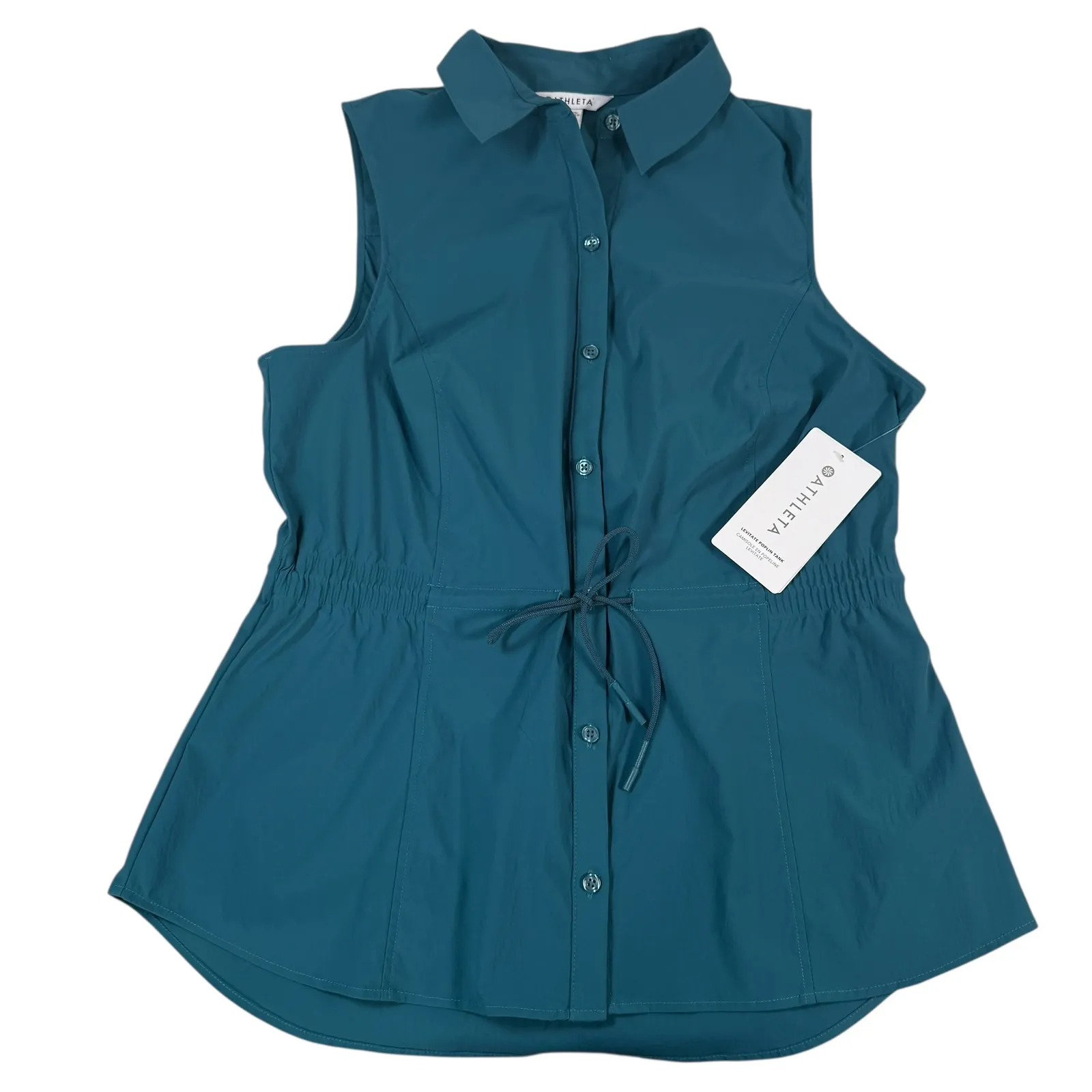 NWT $119 Athleta Size L Borealis Green Levitate Poplin Tank Top Shirt Golf - Image 2