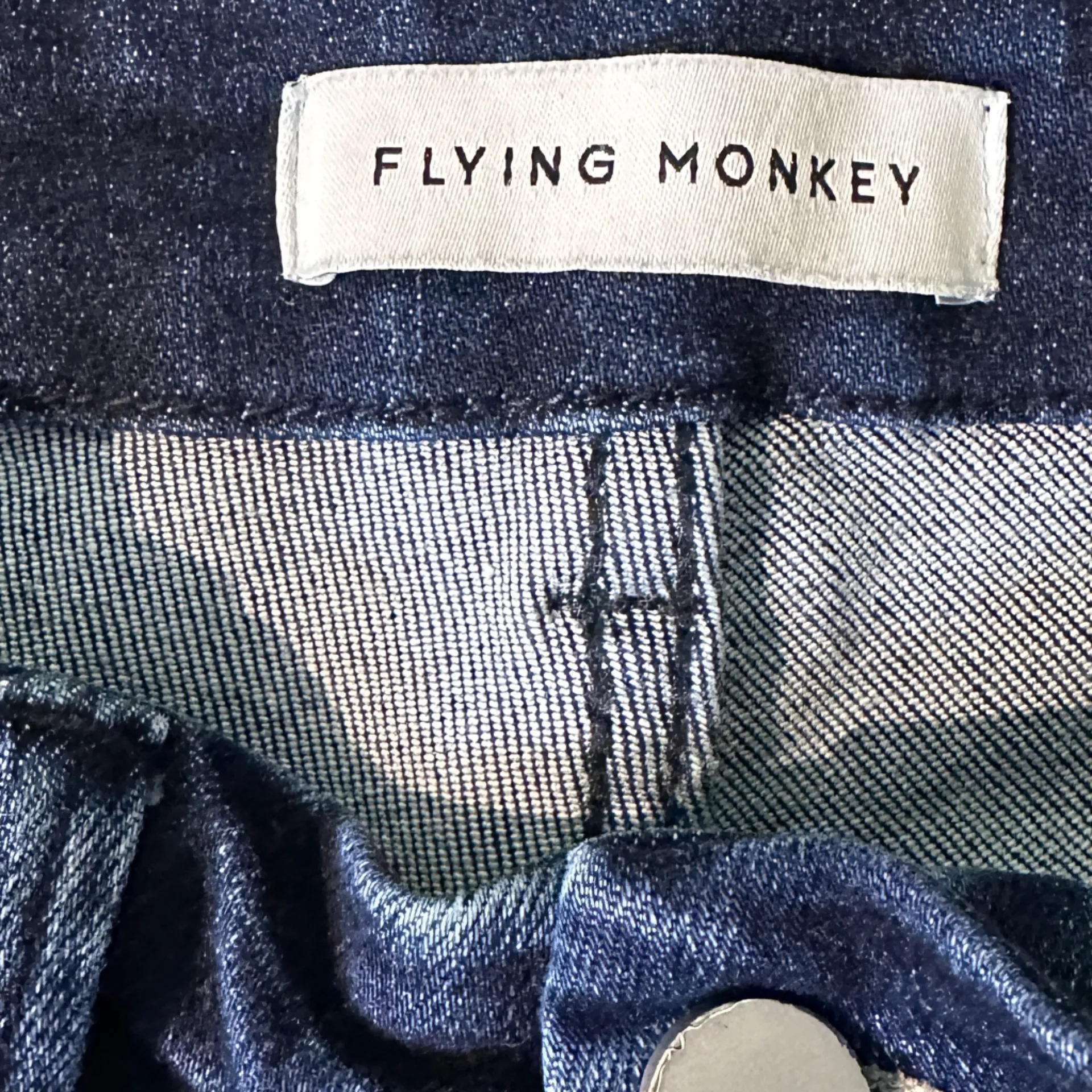 Flying Monkey FEASIBLE SUPER High‎ Rise Distressed Kick Flare Blue  Jeans 27 - Image 16