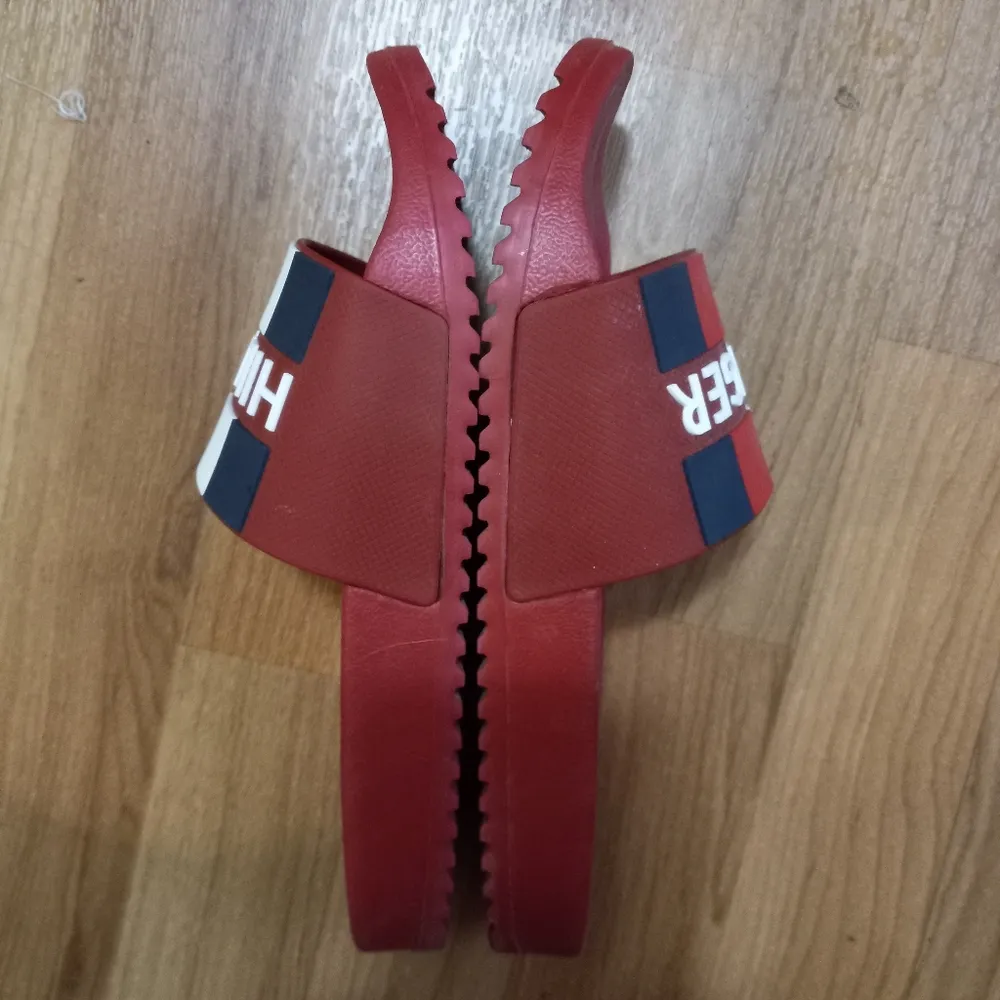 Hilfiger Slides 8 Women's Striped Red White Blue Sandals Slippers Shoes - Image 2