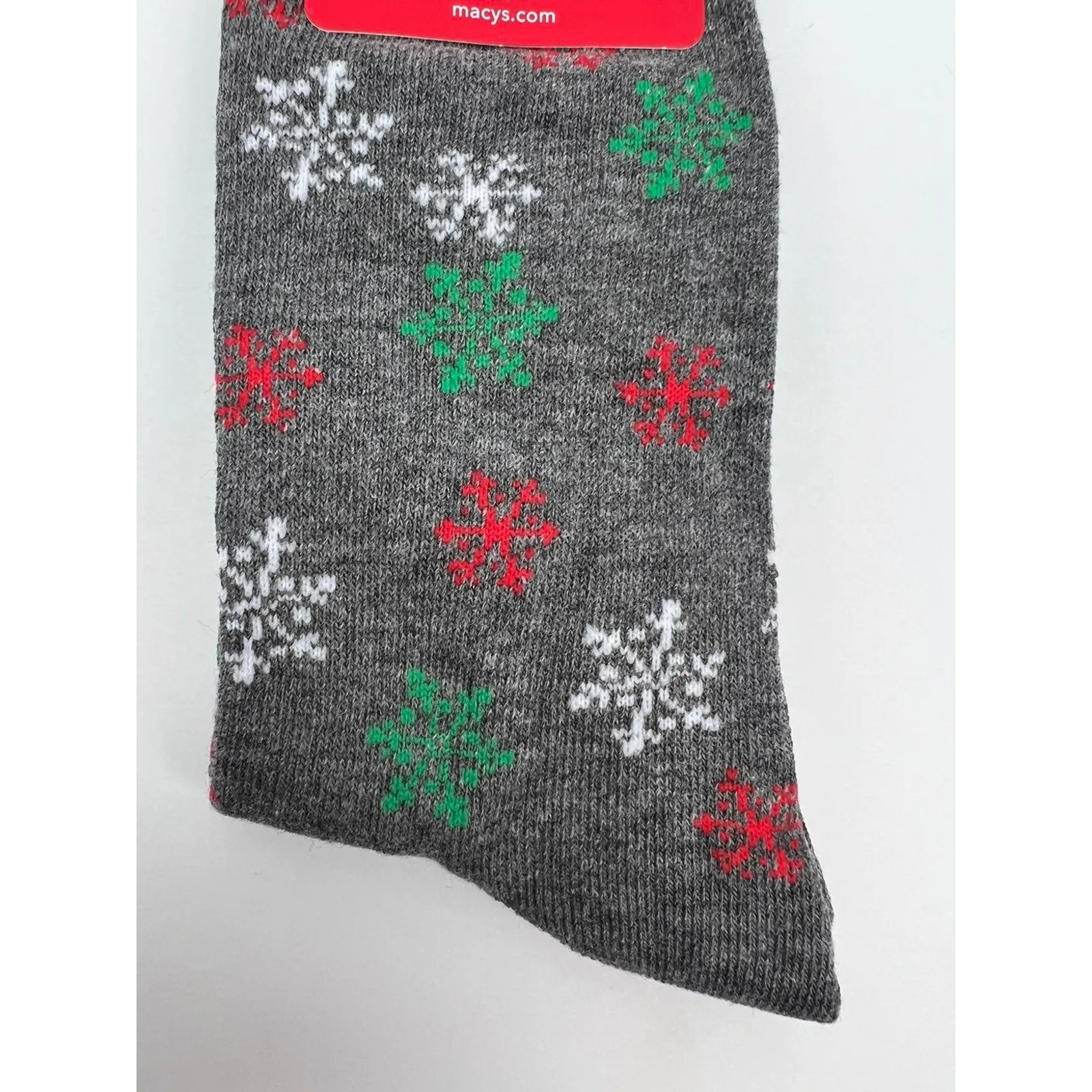 Charter Club Women's Holiday Crew Socks - Santa and Snowflakes on Grey Socks - Image 5