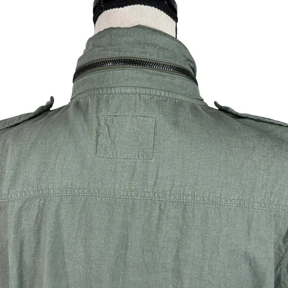 Rails Small Devin Utility Jacket Linen Blend Full-Zip Pockets 3/4 Sleeves Green - Image 8