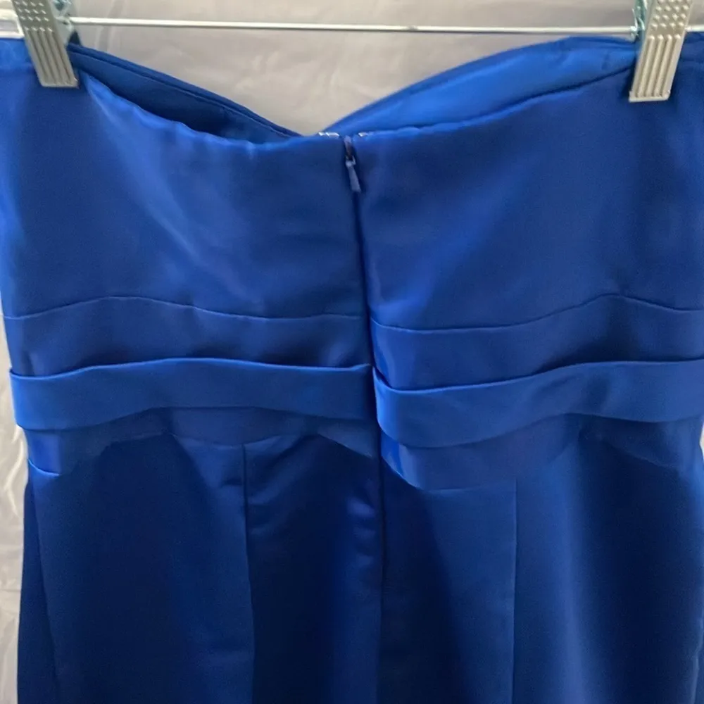 David’s Bridal: Royal Blue Strapless Dress with tulle on bottom- zip back- sz 14 - Image 15