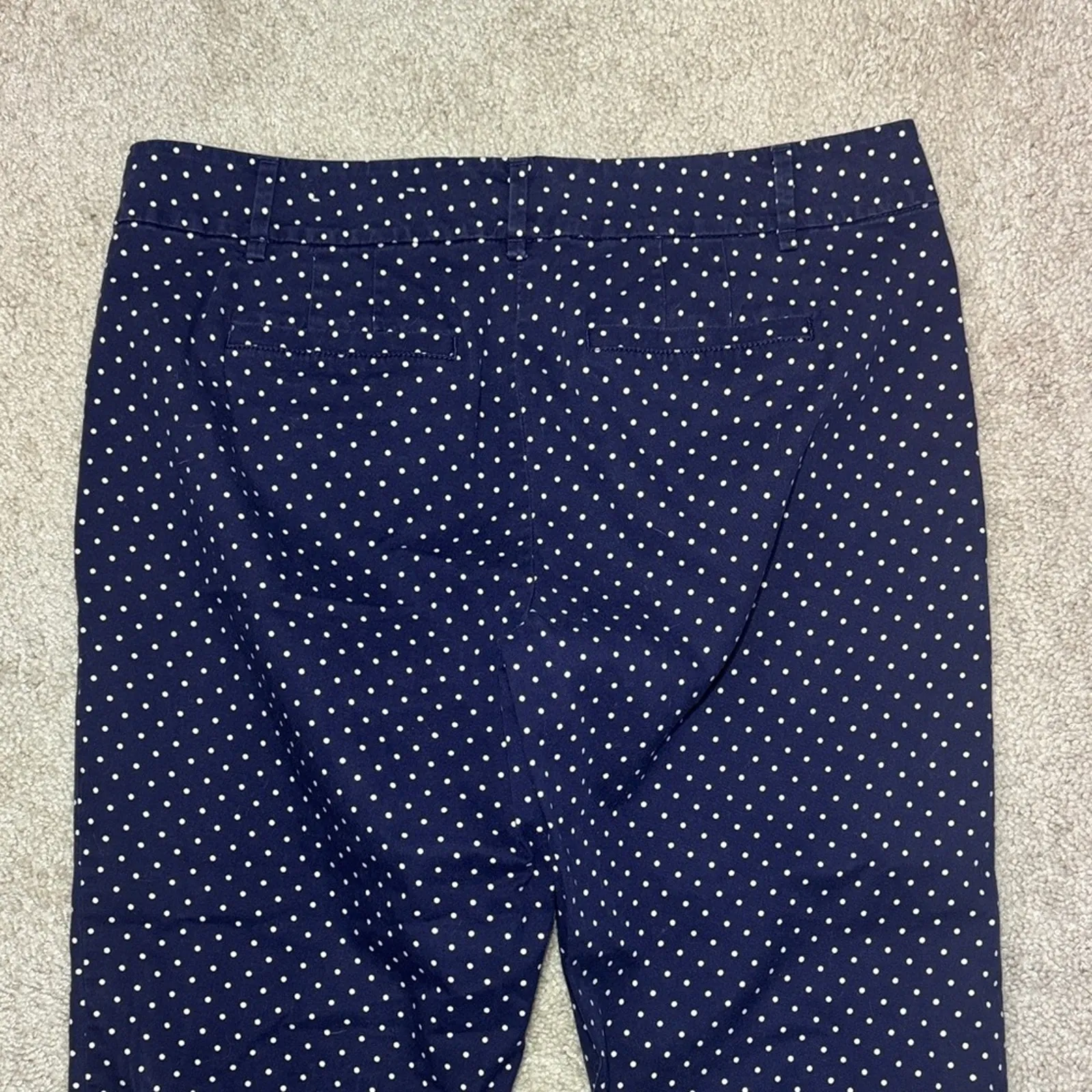 LOFT The Original Crop Navy and White Polka Dot Stretch Pants Trousers Womens 10 - Image 6