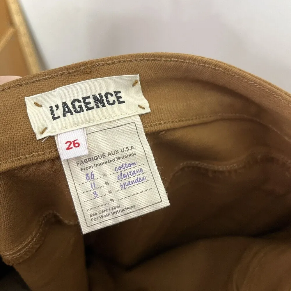 L'AGENCE Sabine Dark Khaki Coated Skinny Mid Rise Jeans Women Size 26 - Image 11