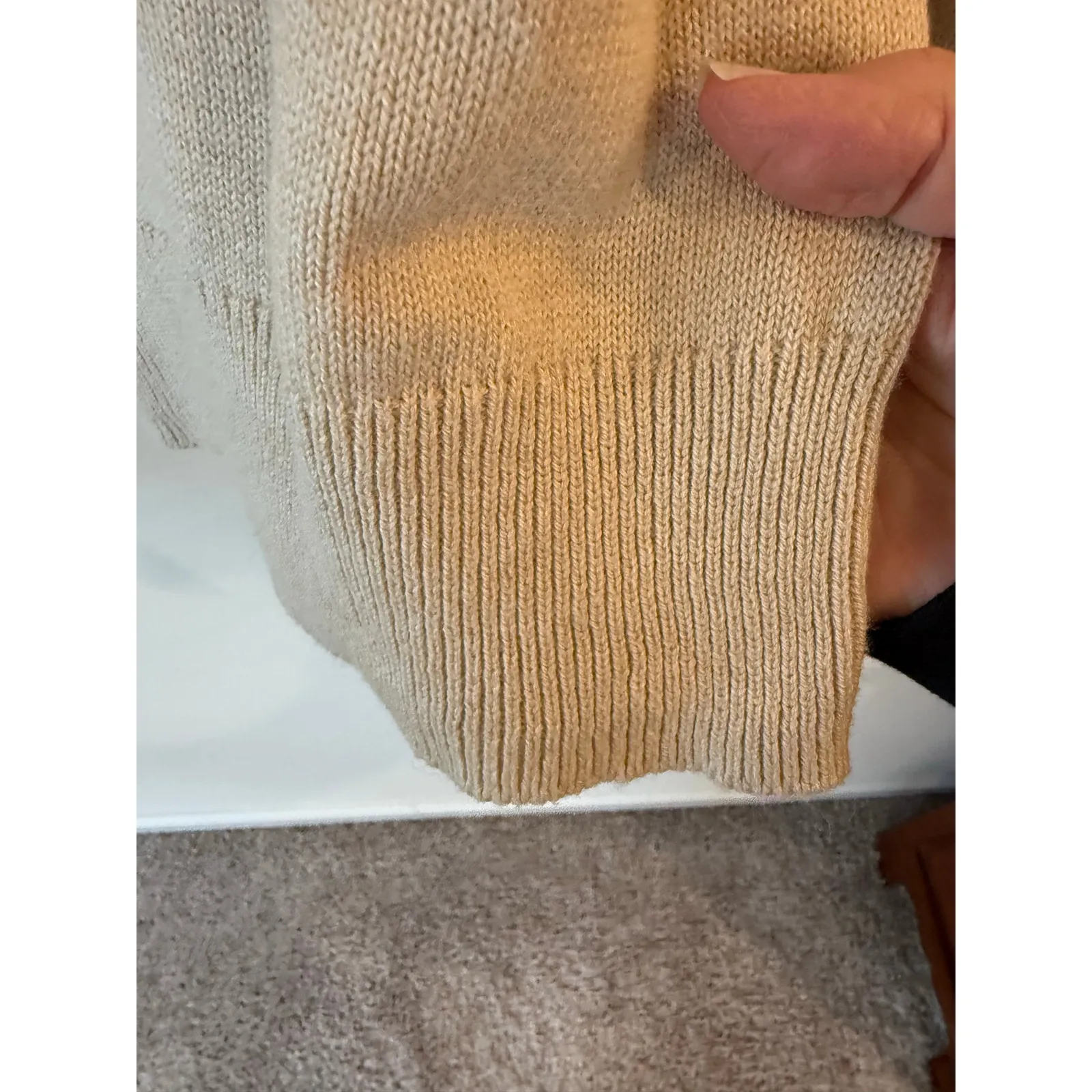 J. Crew Mercantile Sweater Womens Large Tan Knit Merino Wool Ribbon Bow Sleeve - Image 4