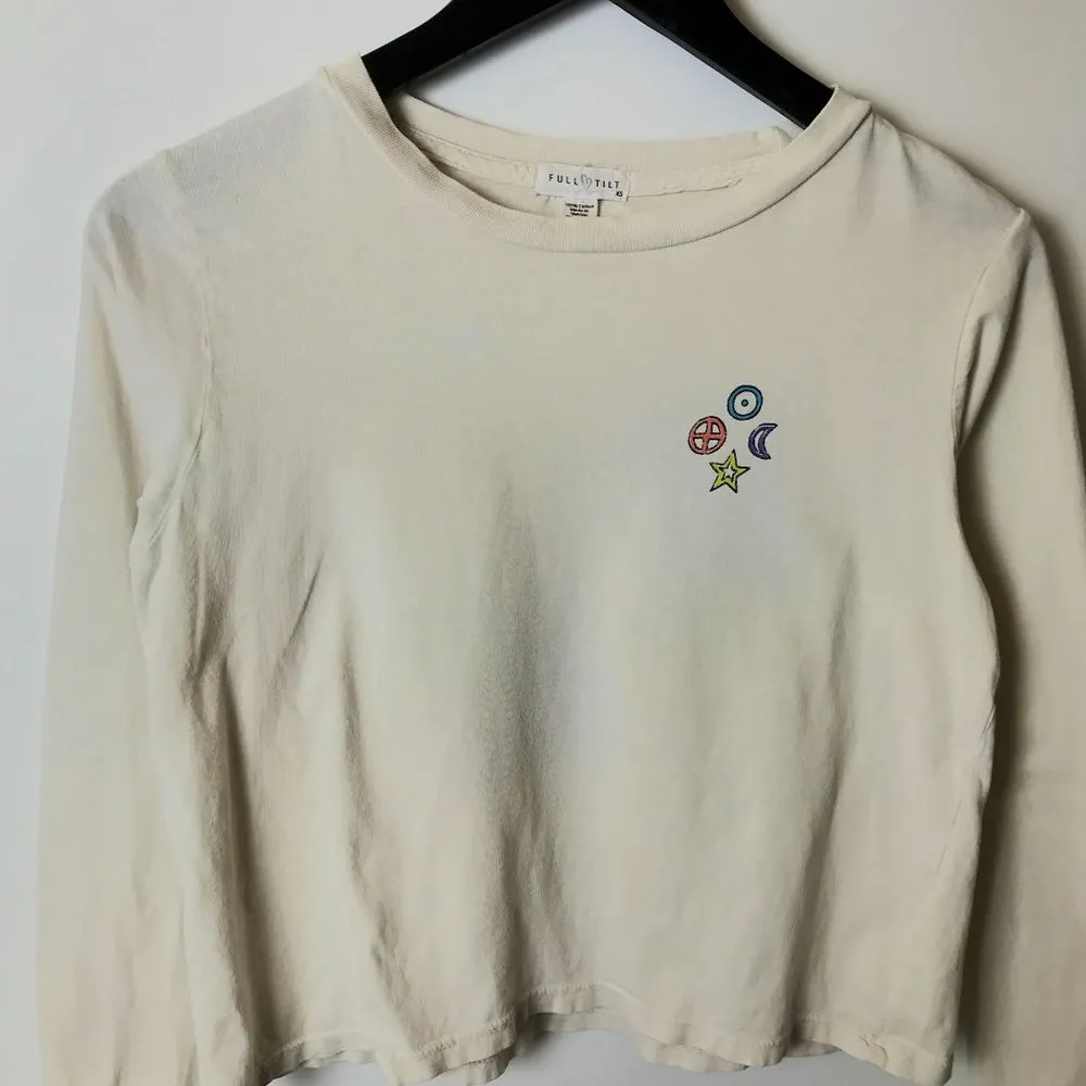 Full Tilt Sun Moon Sky Stars T Shirt Astrology Double Sided Graphic Tee Cream XS - Image 13