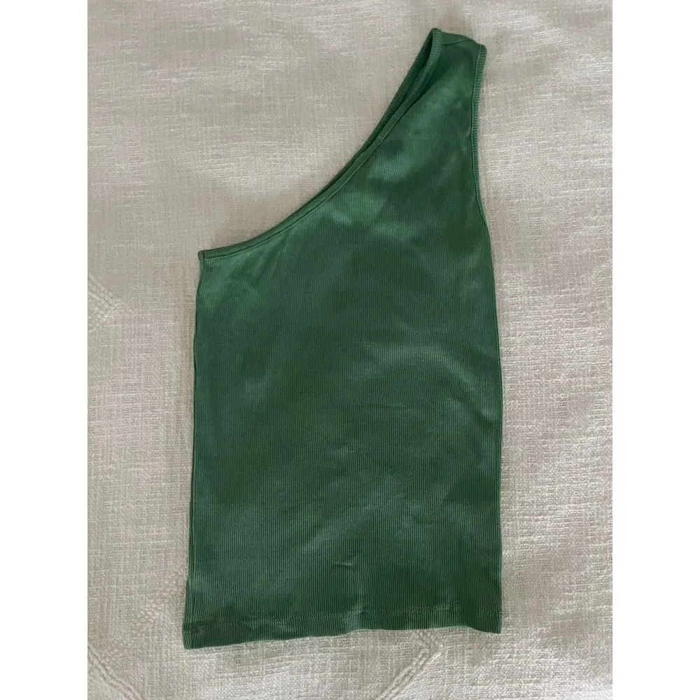 Madewell | Brightside Rib One-Shoulder Tank | Trellis Green | XXS | NWT - Image 3