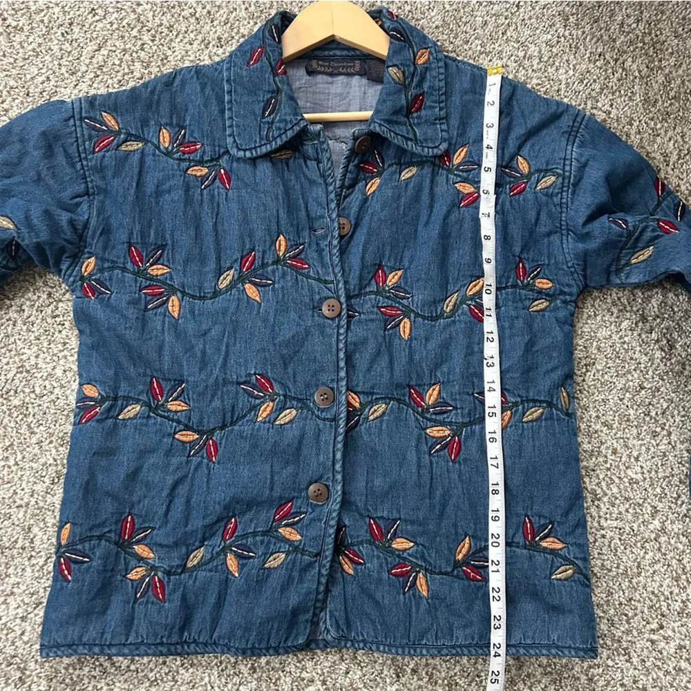 Vintage New Direction Embroidered Denim Jacket Leaves Fall Retro 90s Medium - Image 6