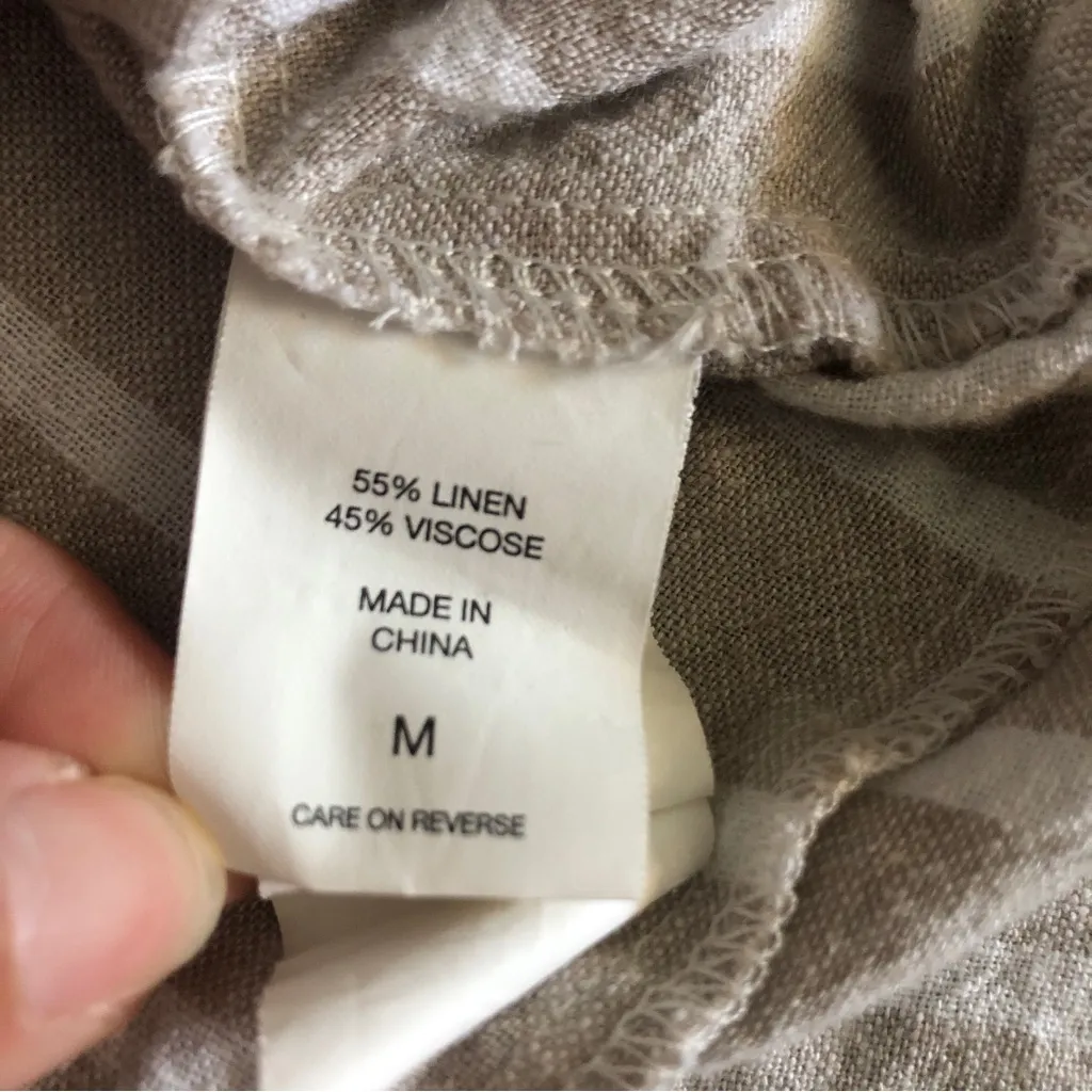 C NWOT Happy x Nature Beige Tan Striped Linen Blouse Women’s Top Size Small - Image 10