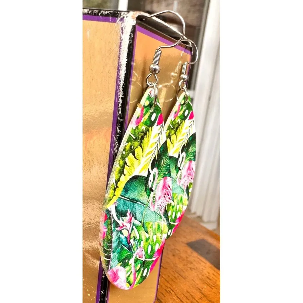 Flamingo Earrings Dangle Hooks New Art Deco Las Vegas Florida Beach Cru… Pink - Image 13