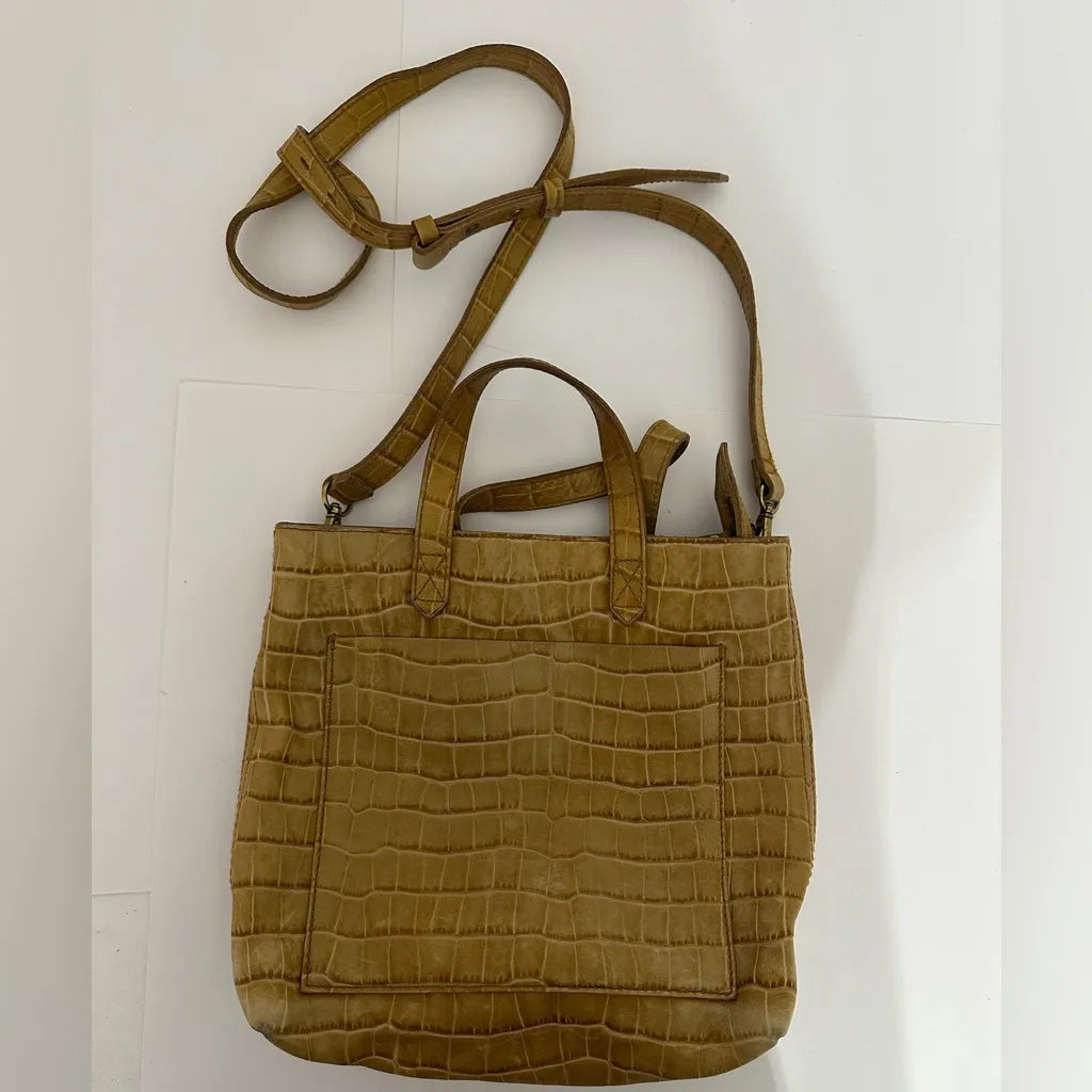 Madewell Zip-Top Transport Crossbody Croc Embossed Leather Edition Tote Bag - Image 2