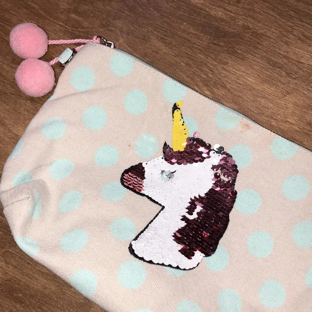 Sequin Unicorn polka dot cosmetic bag - Image 3