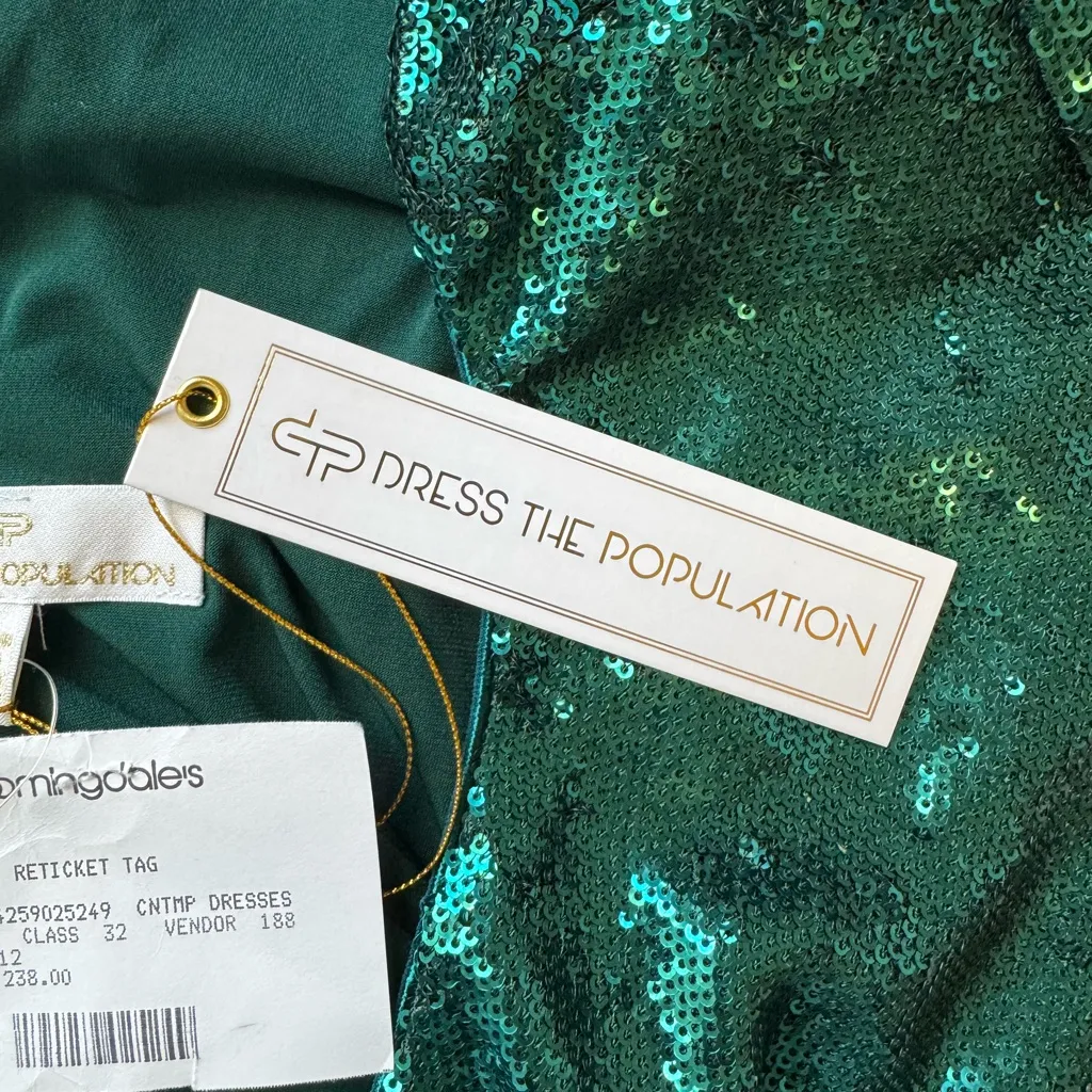 Dress The Population Natalie Sequin Dress Green Size Large NWT - Image 11
