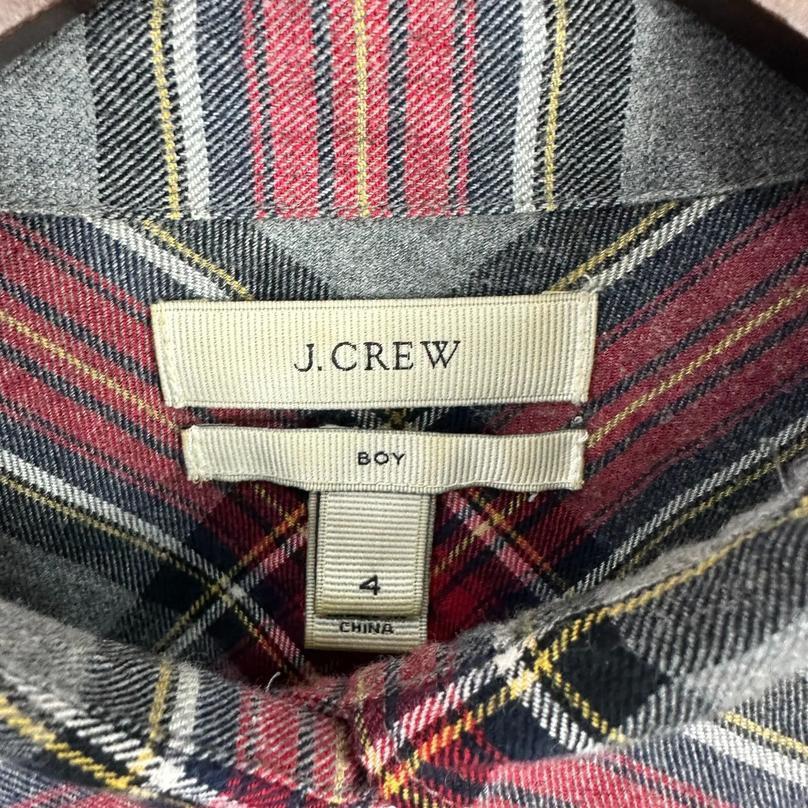 J.Crew Boy Shirt Women 4 Red Gray‎ Plaid Cotton Relaxed Boyfriend Fit Minimalist - Image 2