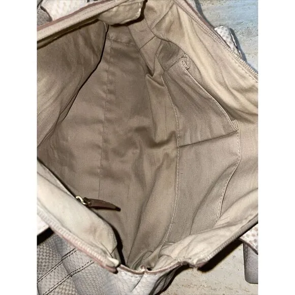 Rare Fossil Hayden Leather Textured Satchel Bag Beige Stone‎ - Image 4