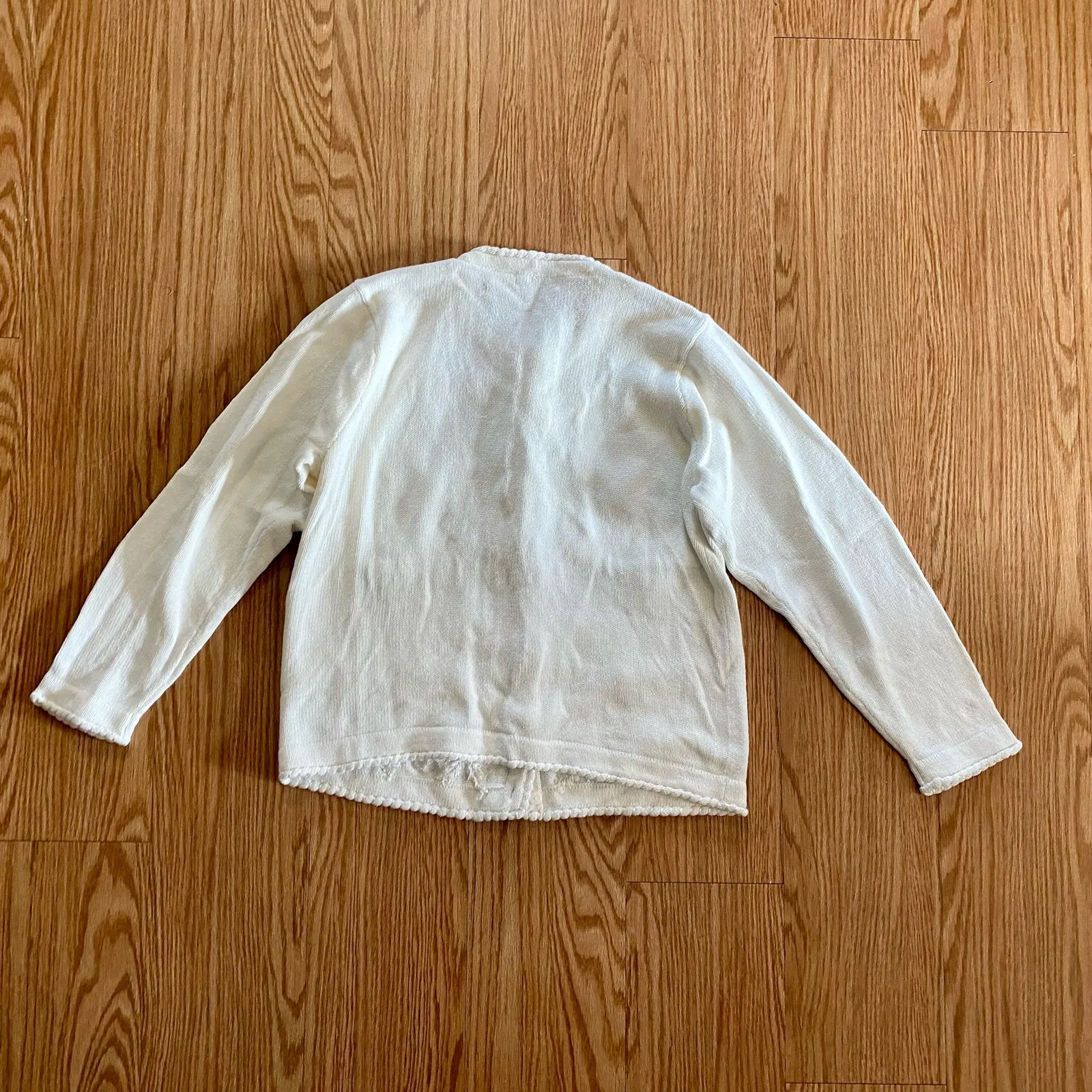 BP Design Vintage Ramie Knit Holly Berry White Sweater Cardigan Womens XLarge Size XL - Image 10