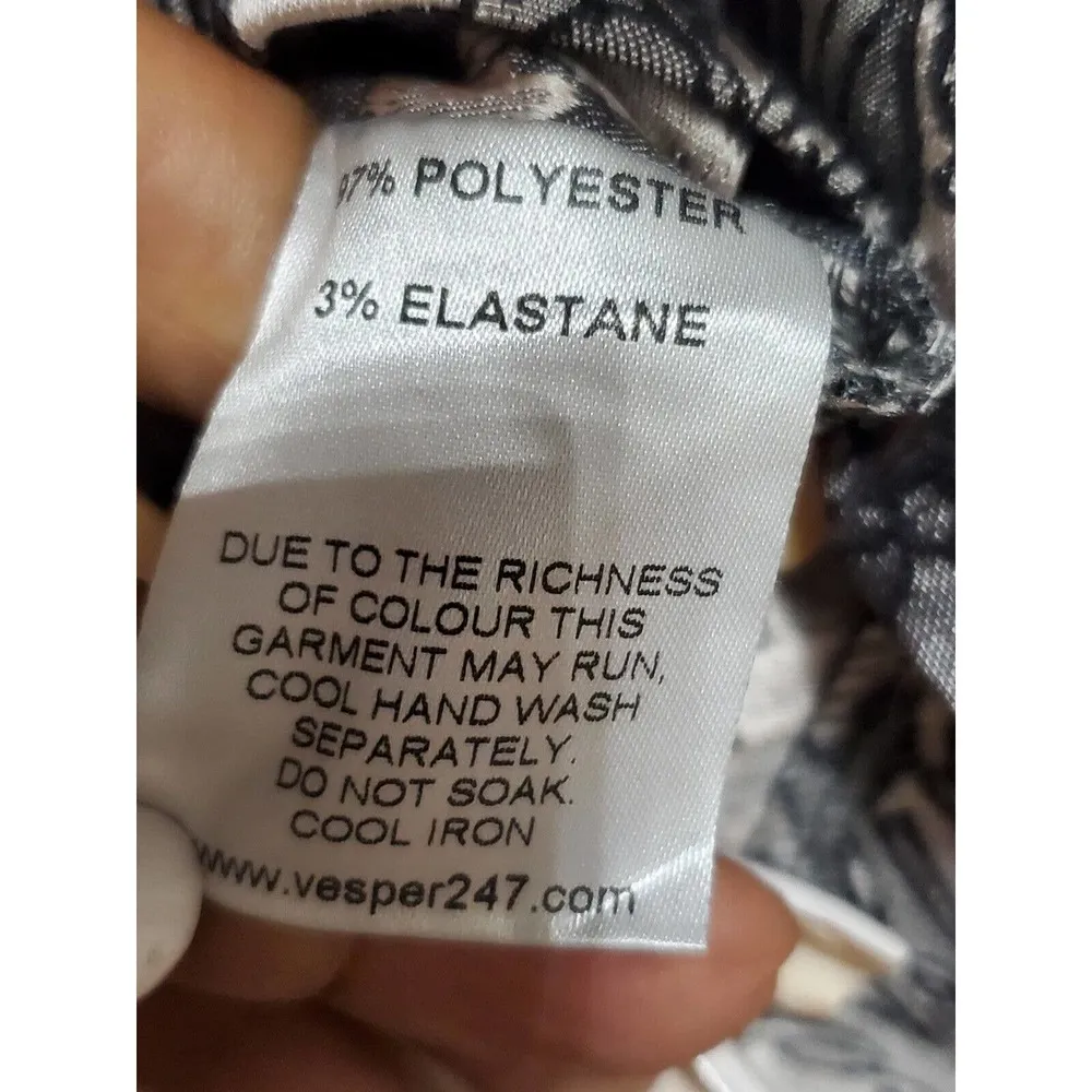 Vesper Women Floral Polyester Square Neck Short Sleeve Knee Length Dress Size 14 Brown - Image 10