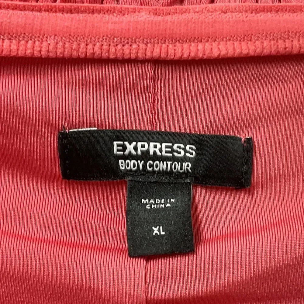 Express Body Couture Ruffle Off The Shoulder Pink Coral Blouse Size XL - Image 5