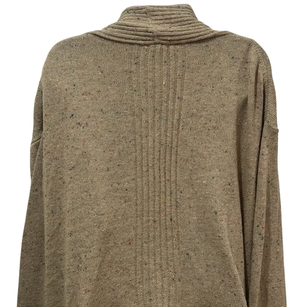 easel NEW‎  Tan Multicolor Micro Dot Ruffle Cardigan Holiday Wool Blend Cozy L - Image 6