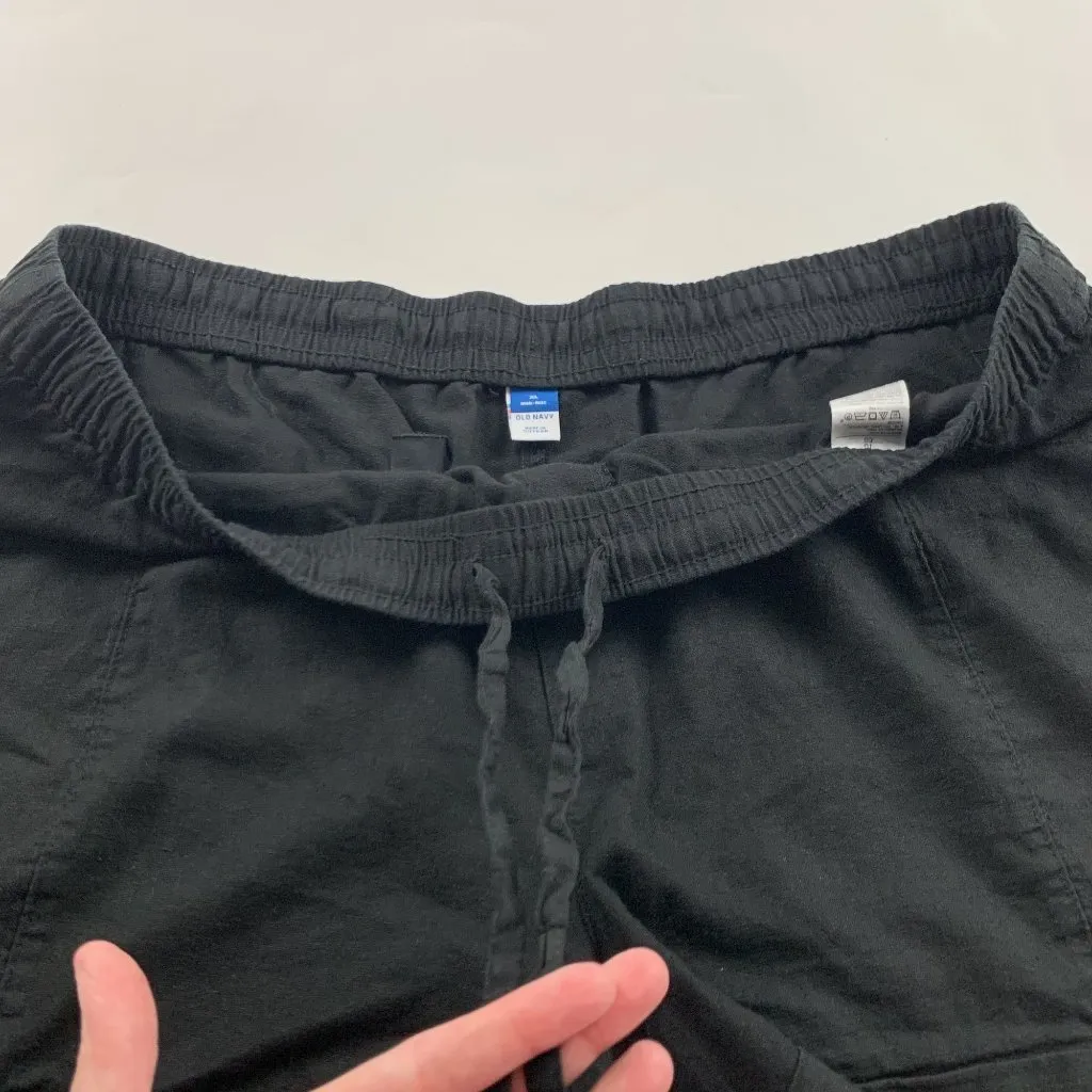Old Navy Black Linen Blend High Rise Pull On Shorts XL - Image 3
