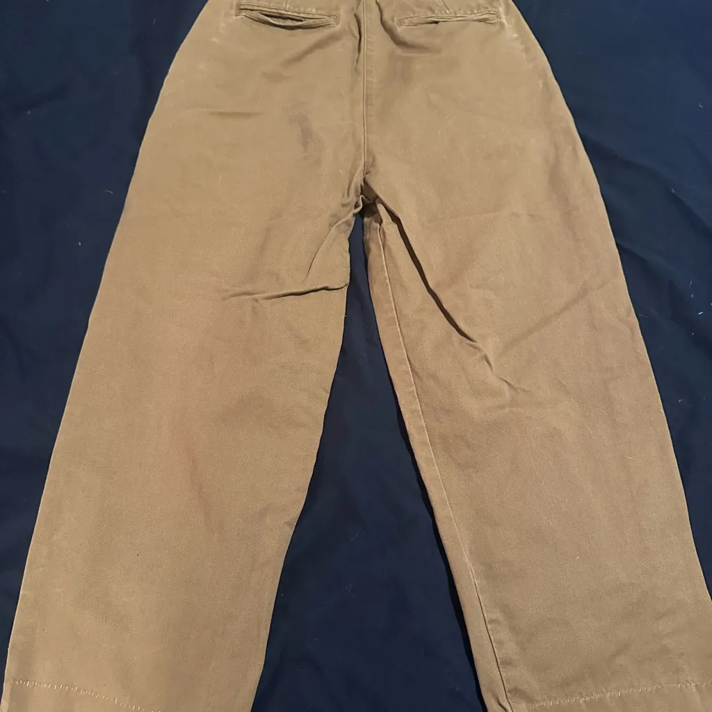 ASOS Paperbag Waist Trousers Size 2 Tan High Waisted Wide Leg Pants - Image 2