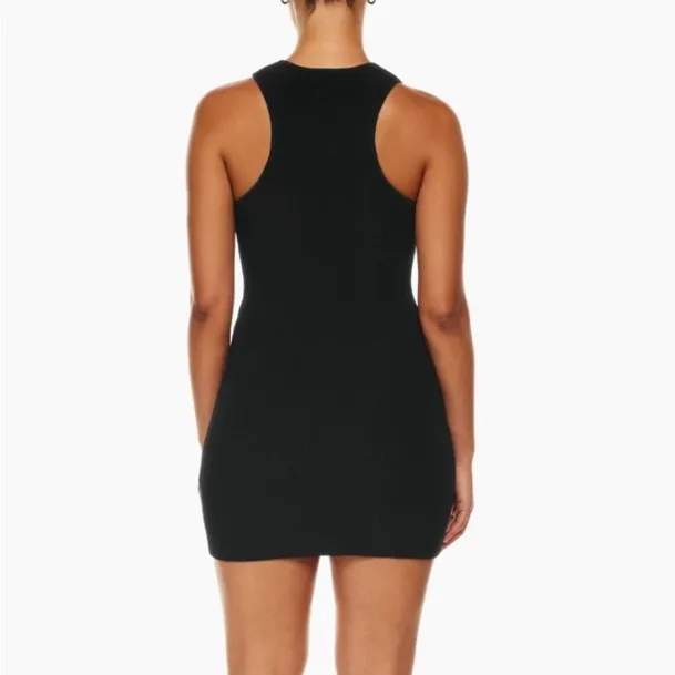 Aritzia Babaton Black Ribbed Sculpt Knit Racer Back Dress classic minimalist - Image 3